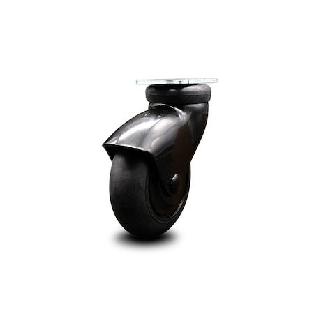 Service Caster 3 Inch Black Hooded Neoprene Rubber Top Plate Caster SCC-03S310-NPRB-BK